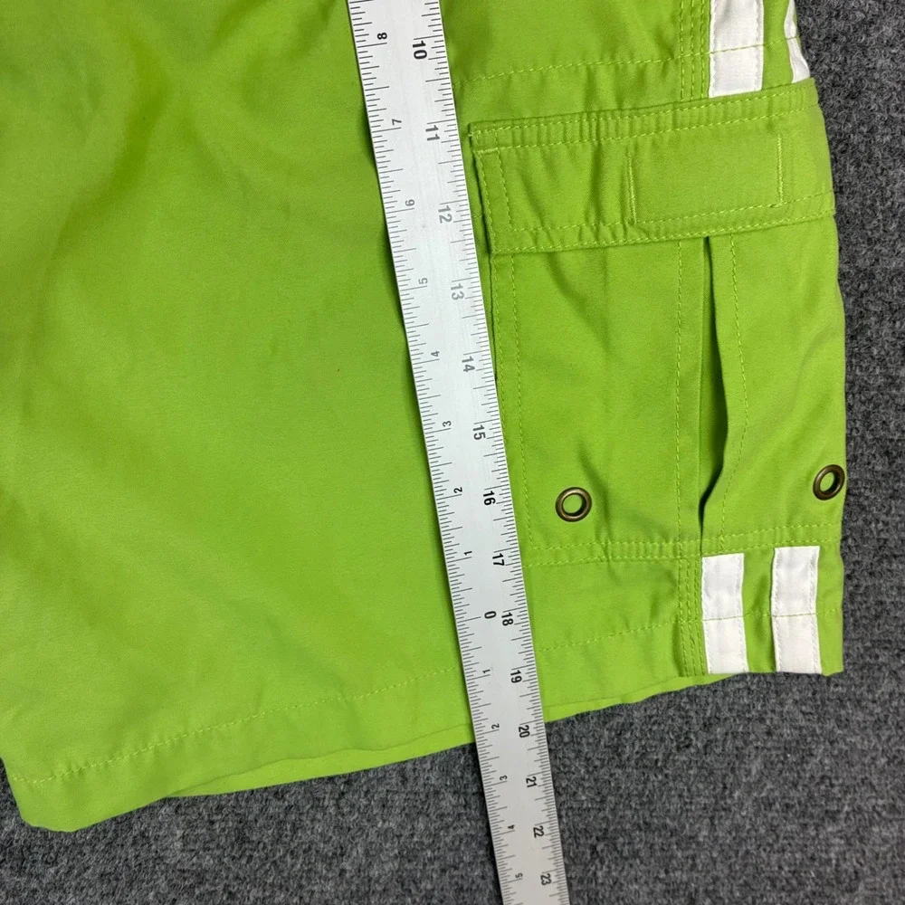 Gap Mens Lime Green Cargo Swim Trunks Board Shorts Mesh Lined Size Large Striped